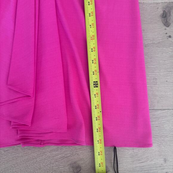 Micheal Kors Collection bright Pink fit & flare draped plunge neck Midi Dress 0 - Picture 13 of 16